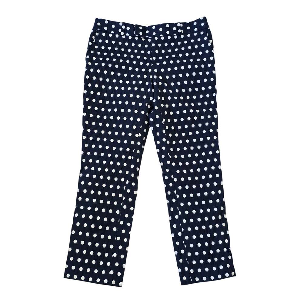 Banana Republic Navy White Polka Dot Cropped Straight Leg Pants Size 4